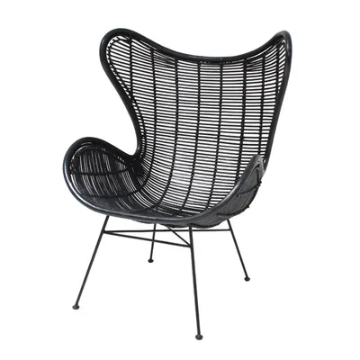 HK Living - Fotel rattanowy EGG czarny