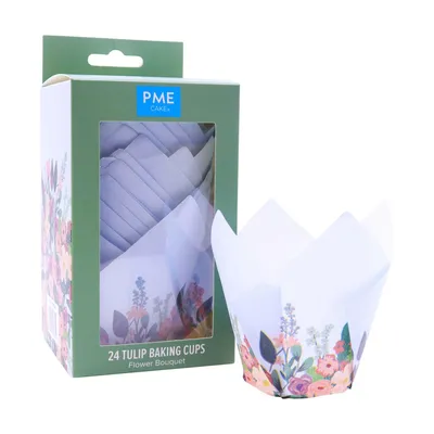 PME Cake - Papilotki tulipanowe do muffinek 24 sztuki Białe Kwiaty