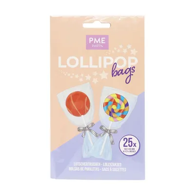 PME Cake - Zestaw torebek Cake Pop ze srebnymi wstążkami 15x9.5cm