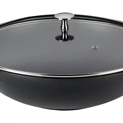 Kela - Wok żeliwny z pokrywką 4 L Calido Czarny