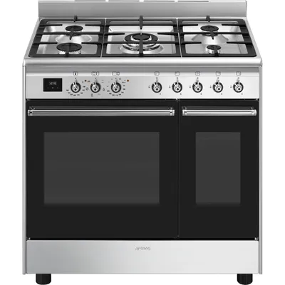Smeg - Kuchnia wolnostojąca z płytą gazową Classica CX92GM Stal nierdzewna