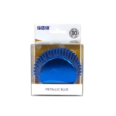 PME Cake - Metaliczne papilotki do babeczek niebieskie 30 sztuk
