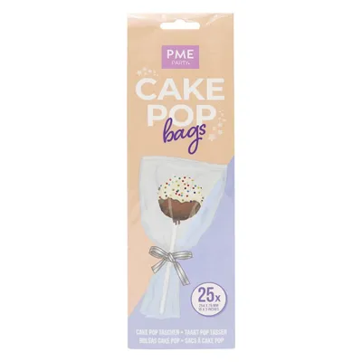 PME Cake - Zestaw torebek Cake Pop ze srebnymi wstążkami 25x8cm