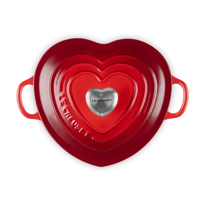 Le Creuset - Naczynie żeliwne z gałką w kształcie serca wiśniowy