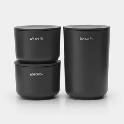 Brabantia - Zestaw 3 pojemników łazienkowych Dark Grey