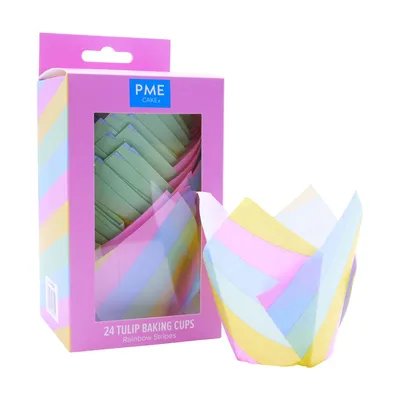 PME Cake - Papilotki tulipanowe do muffinek 24 sztuki Kolory Tęczy