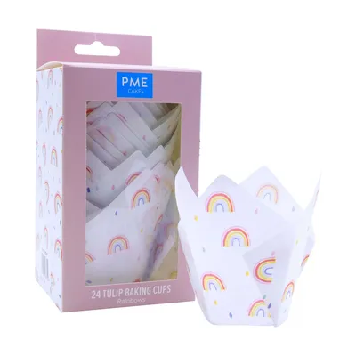 PME Cake - Papilotki tulipanowe do muffinek 24 sztuki Tęcza