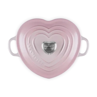 Le Creuset - Naczynie żeliwne z gałką w kształcie serca shell pink