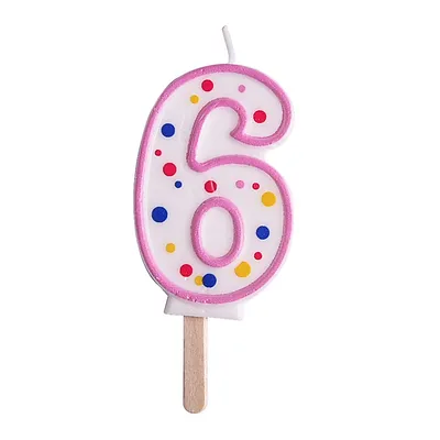 PME Cake - Świeczka Cyfra 6 Różowa