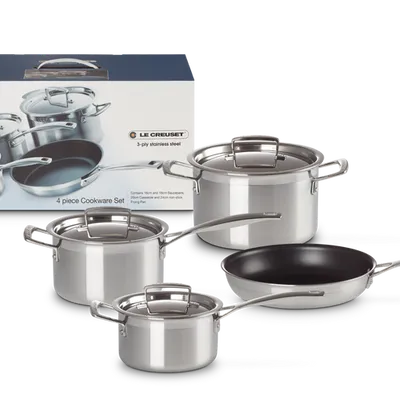 Le creuset - 3-ply Zestaw 4 szt. Naczyń do Gotowania Stal Nierdzewna
