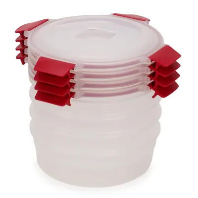 Joseph Joseph - Zestaw 4 pojemników okrągłych 1 L Red Nest Lock