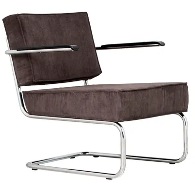 Zuiver - Krzesło Lounge RIDGE RIB ARM szare