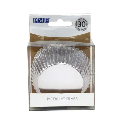 PME Cake - Metaliczne papilotki do babeczek srebrne 30 sztuk