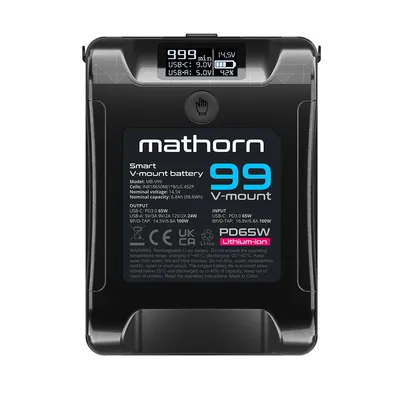 Bateria Mathorn MB-V99 Smart 6800mAh PD65W OLED USB-C 99Wh V-mount