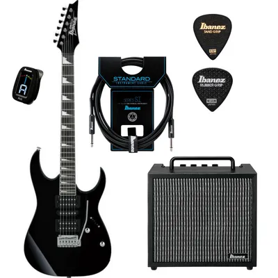 Zestaw gitarowy Ibanez GRG170DX-BKN gitara elektryczna superstrat z combo Ibanez IBZ10GV2 i akcesoriami Ibanez