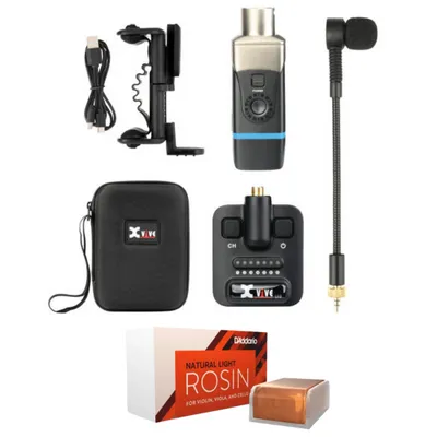 Zestaw system bezprzewodowy do skrzypiec Xvive U9 z wbudowanym mikrofonem i kalafonia D'Addario VR200