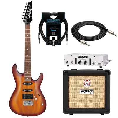 Zestaw gitara elektryczna Ibanez GSA60-BS z kolumną Orange PPC-108 i wzmacniaczem Mooer TUBE ENGINE
