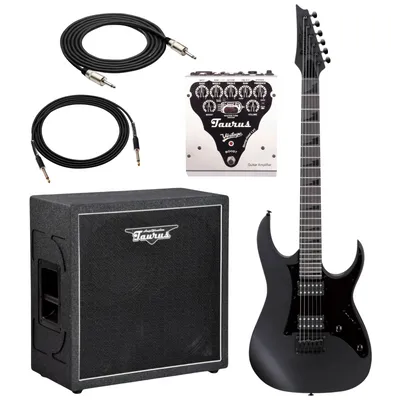 Zestaw gitara elektryczna Ibanez GRGR131EX-BKF z kolumną i wzmacniaczem Taurus