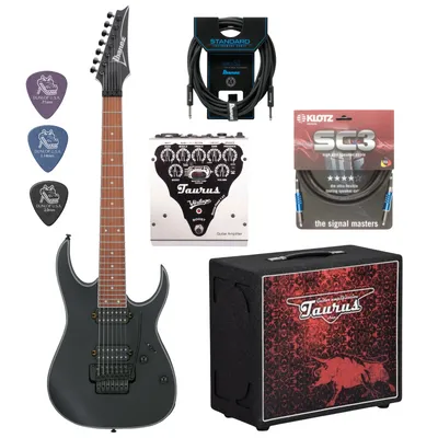 Zestaw gitara elektryczna Ibanez RG7420EX-BKF 7-strunowa ze wzmacniaczem i kolumną Taurus