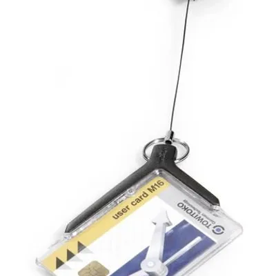 Identyfikator Na Kartę z Mechanimem Ściągającym Cardholder De Luxe Pro 54x85mm 10szt. Antracytowy /Durable 830758