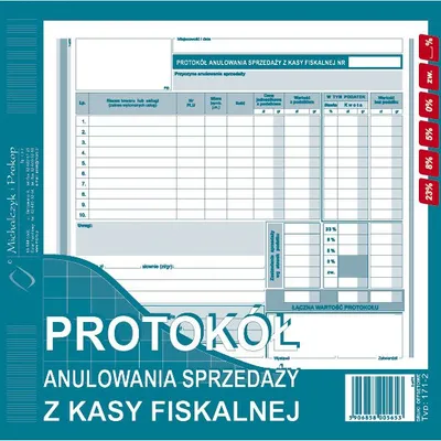 Protokół Anulowania Sprzed. z Kasy Fisk. 2/3 A4 Offset 171-2 /MiP N