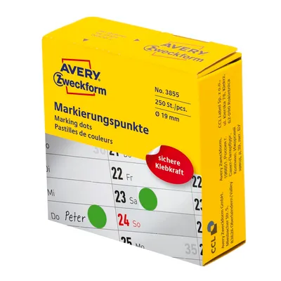 Kółka samop. Avery 800szt. Śr. 19mm, zielone 3855