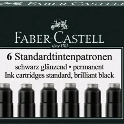 Naboje Atramentowe Krótkie Czarne 6 szt. Kartonik Faber-Castell
