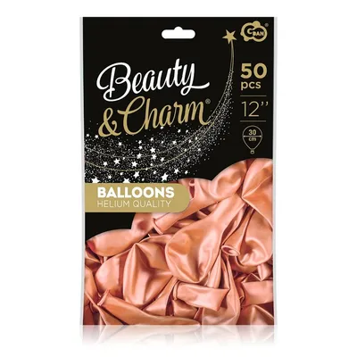 Balony Beauty&Charm, metaliki różowo-złote 12"/ 50 szt. /GoDan