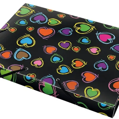 Teczka box na gumkę z nadrukiem A4 Hearts / Panta Plast