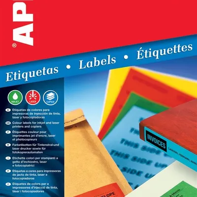Etykiety Kolorowe Apli 210X297mm Prostokątne Żółte 20 Ark.