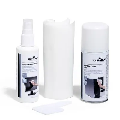 Zestaw Pc Cleaning Kit SuperClean Pianka 150ml + Płyn Do Czyszczenia 125ml + 10 Czyścików do Klawiatury i Ściereczek /Durable 583400