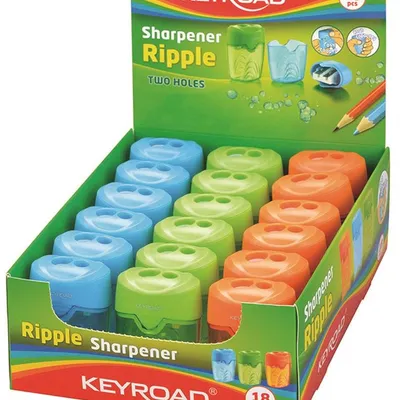 Temperówka Keyroad Ripple Plastikowa Podwójna Z Pojemnikiem Pakowane Na Displayu Mix Kolorów