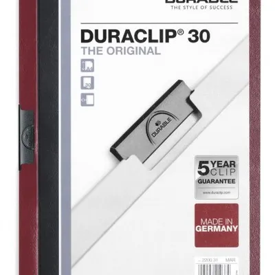 Skoroszyt z Klipem A4 PVC Duraclip 30 Kartek Ciemnoczerwony /Durable 220031
