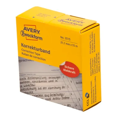 Taśma Korekcyjna 3 Wierszowa Avery 21.1mm x 15m Biała No.3515