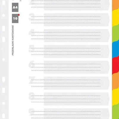 Przekładki Pap. A4 Białe 10k Laminowane Indeksy /Office Products