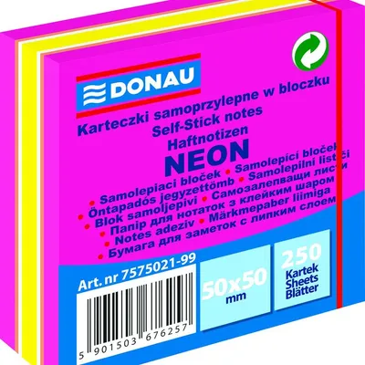 Bloczek Samoprzylepny 50x50 250k 4kol. Neon (różowy) /Donau