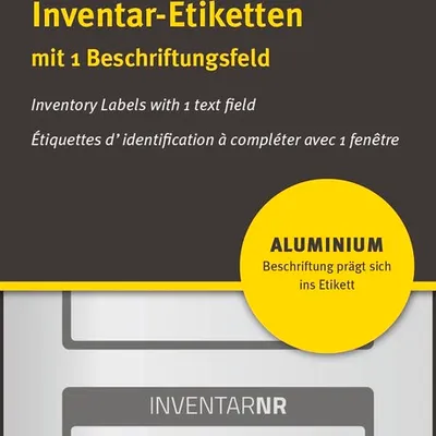 Etykiety Inwentaryzacyjne Aluminiowe Avery 50x20 10/A4 A'5 Srebrno-Czarne No.6920