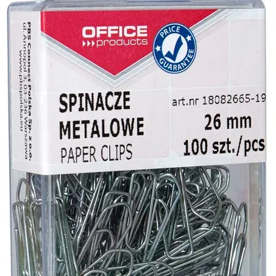 Spinacze Metalowe Office Products 26mm W Pudełku 100Szt. Srebrne