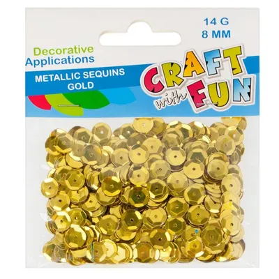 Cekiny metaliczne guziki 8mm złoto /Craft With Fun 290856