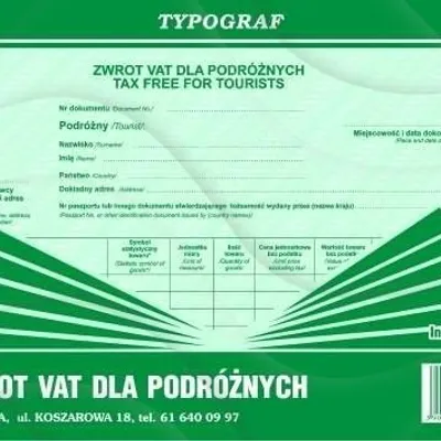 Zwrot VAT dla Podróżnych A4 Offset 02137 /Typograf