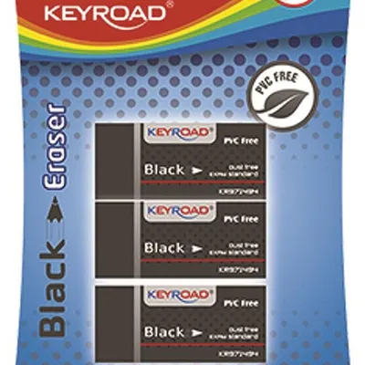 Gumka Uniwersalna Keyroad Black 3Szt. Blister Czarna
