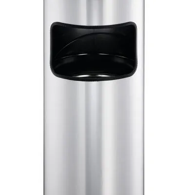 Kosz Na Śmieci Metalowy Okrągły 17 Litrowy z Popielnicą Srebrny /Durable 333023