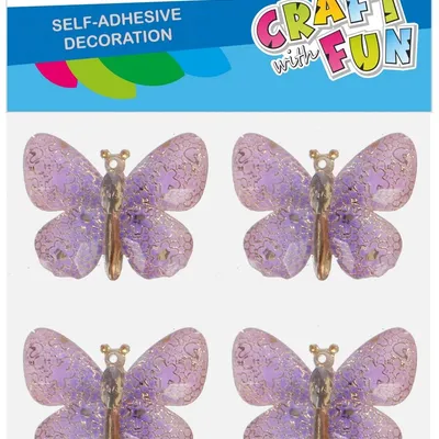 Kryształki Samoprzylepne Motyl Różowy 4szt. /Craft With Fun