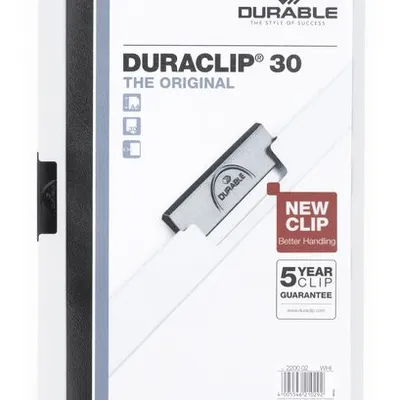 Skoroszyt z Klipem A4 PVC Duraclip 30 Kartek 5szt. Biały /Durable 222702
