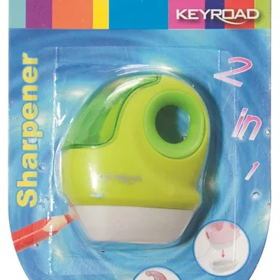 Temperówka Keyroad Plastikowa Pojedyncza Z Gumką Blister Mix Kolorów