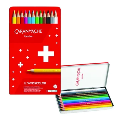 Kredki Caran D'Ache Swisscolor Aquarelle Z Efektrm Akwareli Sześciokątne 12Szt. Mix Kolorów