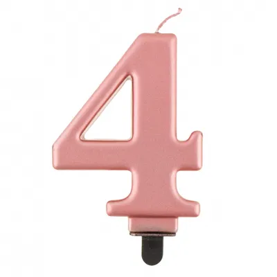 Świeczka B&C cyferka 4, metalik różowo-złota, 8,0 cm /GoDan
