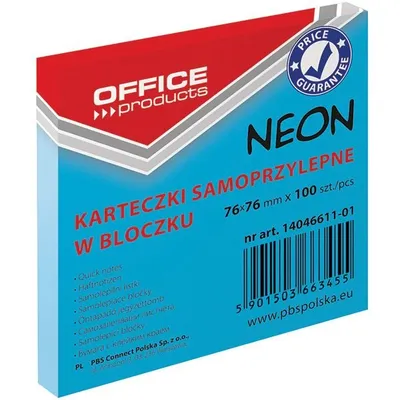 Bloczek Samoprzylepny 76x76 Niebieski Neon /Office Products