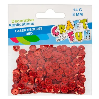 Cekiny laser okrągłe 8 mm czerwony /Craft With Fun 439336