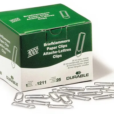 Spinacze Biurowe Ocynkowane 32mm 1000szt. /Durable 121125